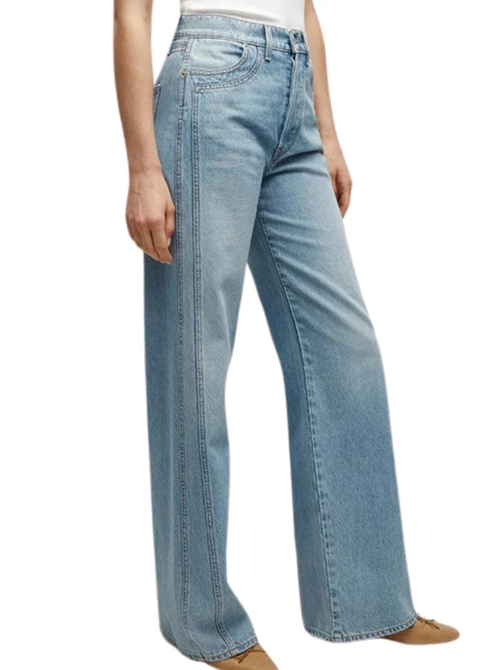 Veronica Beard Double-Seam High-Rise Wide-Leg Jean